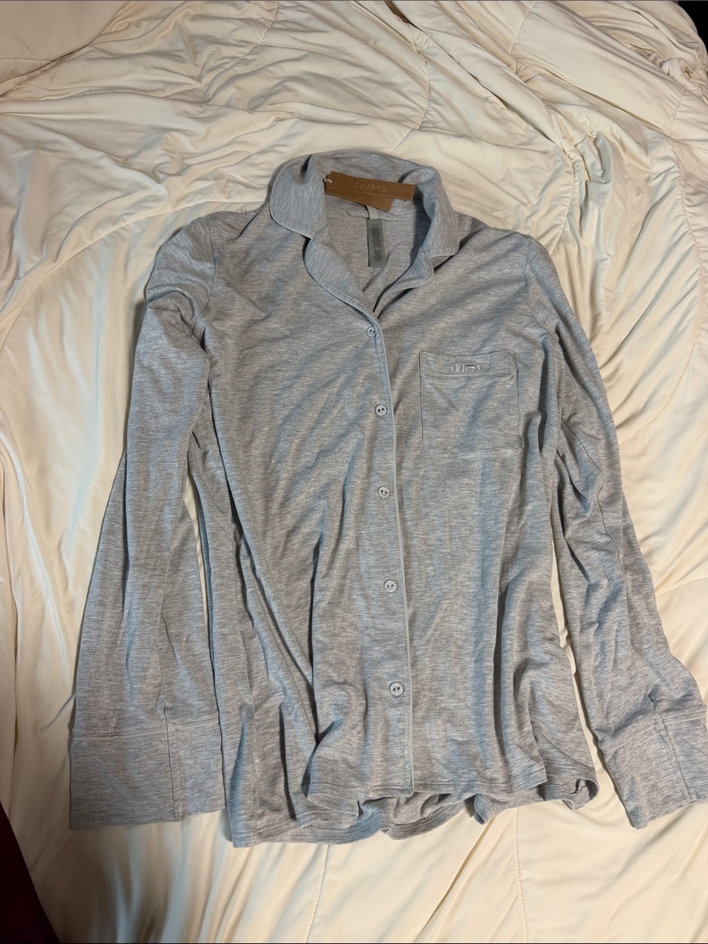 Skims pajamas top small light heather grey